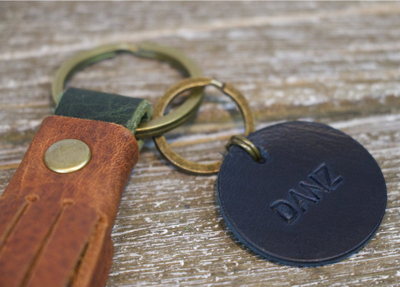 Leather Monogrammed keychain