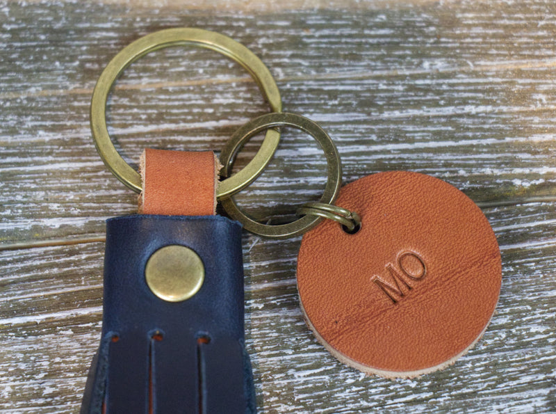 Leather Monogrammed keychain